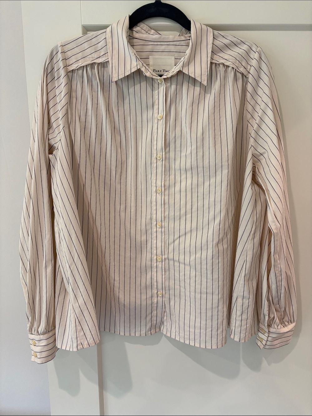 Part Two Cream Striped Button-Down Shirt